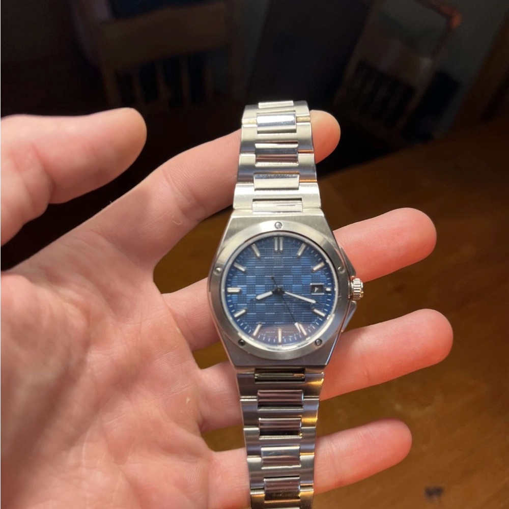 Seiko custom 36mm blue stick dial tried on
